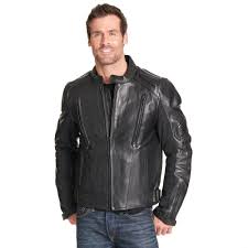 Wilsons Leather Mens Performance Padded Leather Motorcycle Jacket