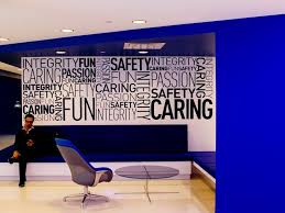 Or Just Take A Seat In The Waiting Area The Words On The Wall Are The Company S Core Values Office Wall Graphics