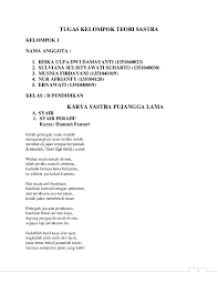 Check spelling or type a new query. Doc Tugas Kelompok Teori Sastra Kelompok I Nama Anggota Riska Ulfa Academia Edu