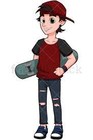 Photo in.jpg formathow to edit? Teenage Boy Holding Skateboard Cartoon Vector Clipart Friendlystock