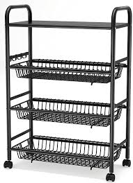 Ecr4kids 3 tier metal rolling storage organizer utility cart with 4 rolling caster wheels for office, kitchen, and bathroom, black ecr4kids 5 out of 5 stars with 1 ratings Buy 4 Tier Rolling Utility Cart Kitchen Cart With Wheels Heavy Duty Storage Cart With 8 Hooks And 3 Removable Wire Basket Utility Shelf Storage Trolley For Kitchen Living Room Online In Turkey B08ydckhdk