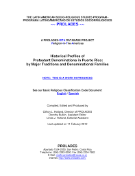 On the street of and street number is. Historical Profiles Of Protestant Denominations In Puerto Rico