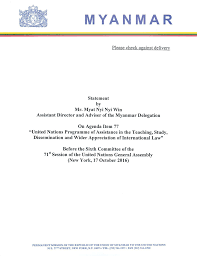 Myanmar statement -- Programme of Assistance -- Sixth Committee (Legal) —  71st session