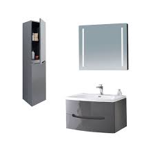 This elegant modern vanity design is perfect for a powder bath or guest bathroom. 36 Modern Solid Plywood Bathroom Vanity Set Brera Glossy Gray Hintex Home Interior Exterior Building Materials