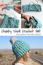 Chunky Shell Crochet Hat Pattern Video Tutorial Crochet Hat Tutorial Crochet Hats Free Pattern Crochet Hat Sizing