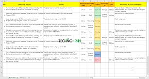 Decision Log Excel Template Download Project Management Templates