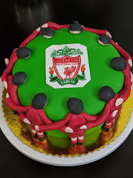 Logo is hand painted on edible wafer paper and jersey and football are rice krispie treats covered in fondant and hand painted. My Wife Baked Me A Lfc Cake For My Birthday Yesterday See If You Can Spot Virgil Liverpoolfc