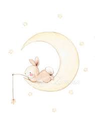 Assiette Decorative Peche A La Lune Bunny Lame Pour Bebes Dessin Lapin Dessins Mignons Dessin Bebe