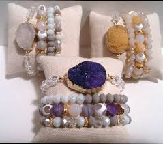 10 Wholesale Gemstone Agate Crystal Druzy Bead Bracelet Stack Sets Jewelry Bling Handmade Statement Beaded Bracelets Beaded Bracelets Diy Beaded Jewels
