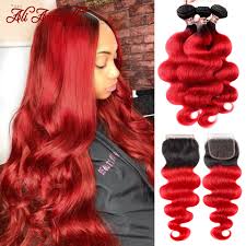 Huge knockers on regular women. Ombre Brazilian Hair 3 Bundles With Lace Closure Dark Roots Ombre Red Body Wave Human Hair With Closure 4x4 Ali Annabelle Hair 3 4 Bundles With Closure Aliexpress