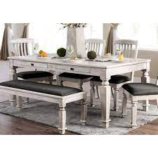 William S Home Furnishing Georgia Antique White And Gray Transitional Style Dining Table Cm3089t Dining Table In Kitchen Grey Dining Tables Farmhouse Dining Table