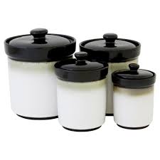 Black And White Checkered Canister Set Sango Nova Canisters In Black Set Of 4 4932 316 Kitchen Canister Sets Kitchen Canisters Canister Sets