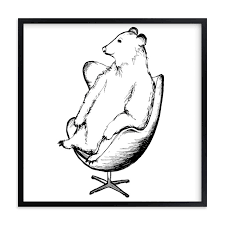 Egg Chair Bear Art Print By Flume Design In Beautiful Frame Options And A Variety Of Sizes Bear Art Limited Edition Art Print Egg Chair