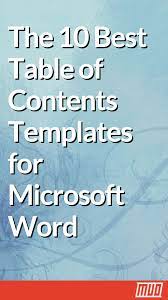 Best Table Of Contents Template Examples For Microsoft Word Words Table Of Contents Template Table Of Contents