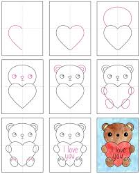 Learn how to a heart real easy peasy. Draw A Teddy Bear With A Heart Art Projects For Kids