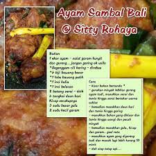Ayam Sambal Bali Cooking Malay Food Recipes