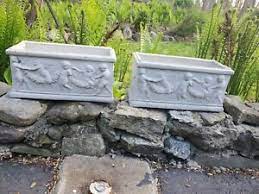 Maybe you would like to learn more about one of these? Pair Of Antique Large Vintage Concrete Rectangular Planters Gorgeous Details Ebay