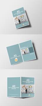Display the inside of your brochure and the cover design. Half Fold Brochure Mockup Free