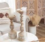 Bougeoir vintage unique en résine pour centre de table - 33 cm - 43,2 cm de  haut - Décoration pour salle à manger, cheminée, salon (beige) : ...