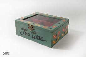 Hand Decorating Tea Box Tea Box Box Sachets Of Tea Hand Decorated Wood 4 Compartments Tea Box Wooden Tea Box Tea Diy
