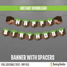 We have many free minecraft fonts that you can download. Minecraft Happy Birthday Banner With Spacers Instant Download And Edit With Adobe Reader