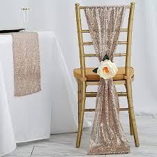 Blush Extra Wide Sequin Chair Sash Wedding Decorations