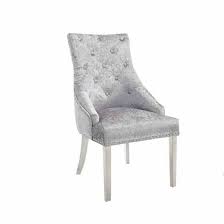 Set of 2 large super comfy modern dining chairs silver crushed. Belle Silver Crushed Velvet Knockerback Dining Chair Pair