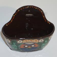 Antique Swiss Arts & Crafts Brown Green Blue Thoune Majolica NoteMatch  Holder | Chairish