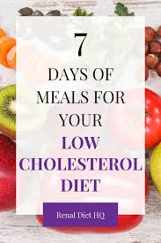 Daily Meal Plan To Lower Cholesterol Renal Diet Menu Headquarters Lower Cholesterol Diet Low Cholesterol Meal Plan Low Cholesterol Diet Plan