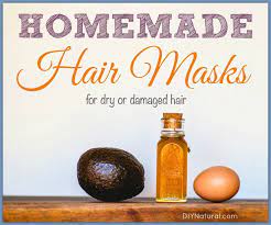 (recommended for dry & damaged hair) take 2 teaspoons of pure olive oil, the extract of a fresh aloe vera leaf (or aloe vera gel like this), and two egg yolks in a bowl. Homemade Hair Mask Several Recipes For Dry Or Damaged Hair