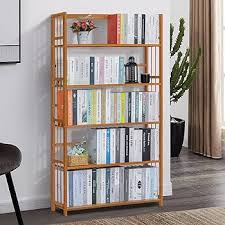 MoNiBloom Bamboo Wide 5-Tier Bookshelf Large Adjustable Bookcase Shelf  Organizer Rack in Living Room Study Library Home Office, Natural : Home &  Kitchen