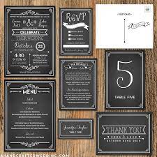 Printable Rustic Chalkboard Wedding Invitation Set Fun Wedding Invitations Wedding Invitation Sets Wedding Invitations Diy