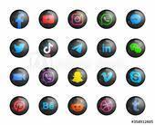 Popular Social Media Modern 3d Round Black Icons Vector Set On White Background Facebook Youtube Social Media Icons Minimalist Desktop Wallpaper Social Media