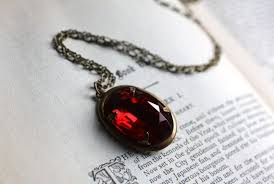 Vintage Ruby Jewel Necklace Vintage Style Necklace Ruby Jewel Red Gemstone Necklace