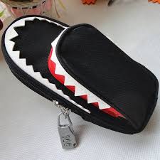 Creative Shark Large Capacity Canvas School Pencil Case With Code Lock Cosmetic Bag School Pencil Case Kids Stationery Pencil Bags