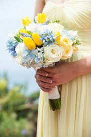 Maybe you would like to learn more about one of these? Yellow And Light Blue Bouquet Tulips Hydrangea Roses Tweedia Muscari Blue Stock Floral Yellow Wedding Flowers Blue Wedding Flowers Light Yellow Weddings