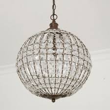 Kugellampe Cristal Mit Kristallen D34cm Antik Braun Deckenleuchte Kugel