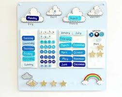 School Calendar Wooden Perpetual Calendar From Jennifer Etsy In 2020 Kids Calendar Weather Chart Toddler Calendar