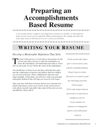 preparing an accomplishment based