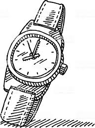Black And White Vector Drawing Hand Drawn Vector Drawing Of A Wristwatch Black And White Sketch On Black And White Sketches Drawings Vector Drawing