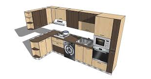 Desain ini pun juga cocok untuk ruangan yang tergolong sempit, lho. Inspirasi 22 Kitchen Set Sketchup