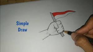 Cara menggambar manusia tahap 6. Sketsa Gambar Bendera Merah Putih