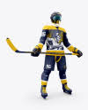 Download Men S Full Ice Hockey Kit With Stick Mockup Hero Shot In Apparel Mockups On Yellow Images Object Mockups