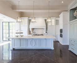 Transitional Kitchen With White Cabinets Cement Backsplash Tile And Concrete Flooring Candelaria Design Associates Luxury Interior Design Home Kitchens Home