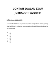 Persediaan dan contoh soalan temuduga penguasa kastam w41. Contoh Soalan Juruaudit 1