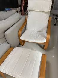 Ikea poang chair armchair with cushion, cover and frame $186.41. Ikea Poang Nursing Chair With Stool Furniture Home Living Furniture Chairs On Carousell