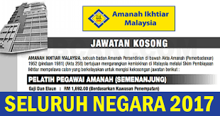 Amanah raya berhad atau amanahraya, dahulunya dikenali sebagai jabatan pemegang amanah raya dan pegawai pentadbir pusaka telah ditubuhkan pada 1 mei 1921. Jawatan Kosong Di Amanah Ikhtiar Malaysia Aim Min Spm Seluruh Negara Jobcari Com Jawatan Kosong Terkini