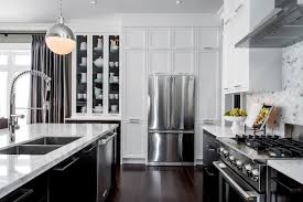 white upper cabinets dark lower