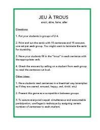 Verbes Avoir Etre Faire Aller Jeu A Trous Game In French Vocabulary In Context Weather Vocabulary Student