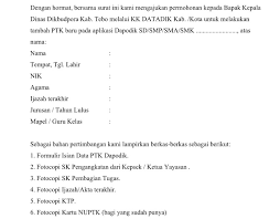Surat Permohonan Penambahan Ptk Baru Aplikasi Dapodik Informasi Dan Pembelajaran